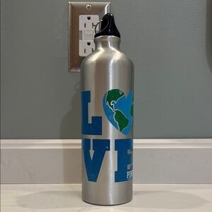 VS Pink L🌎VE PINK Silver Water Bottle Blue and Green. Used but alot of life left